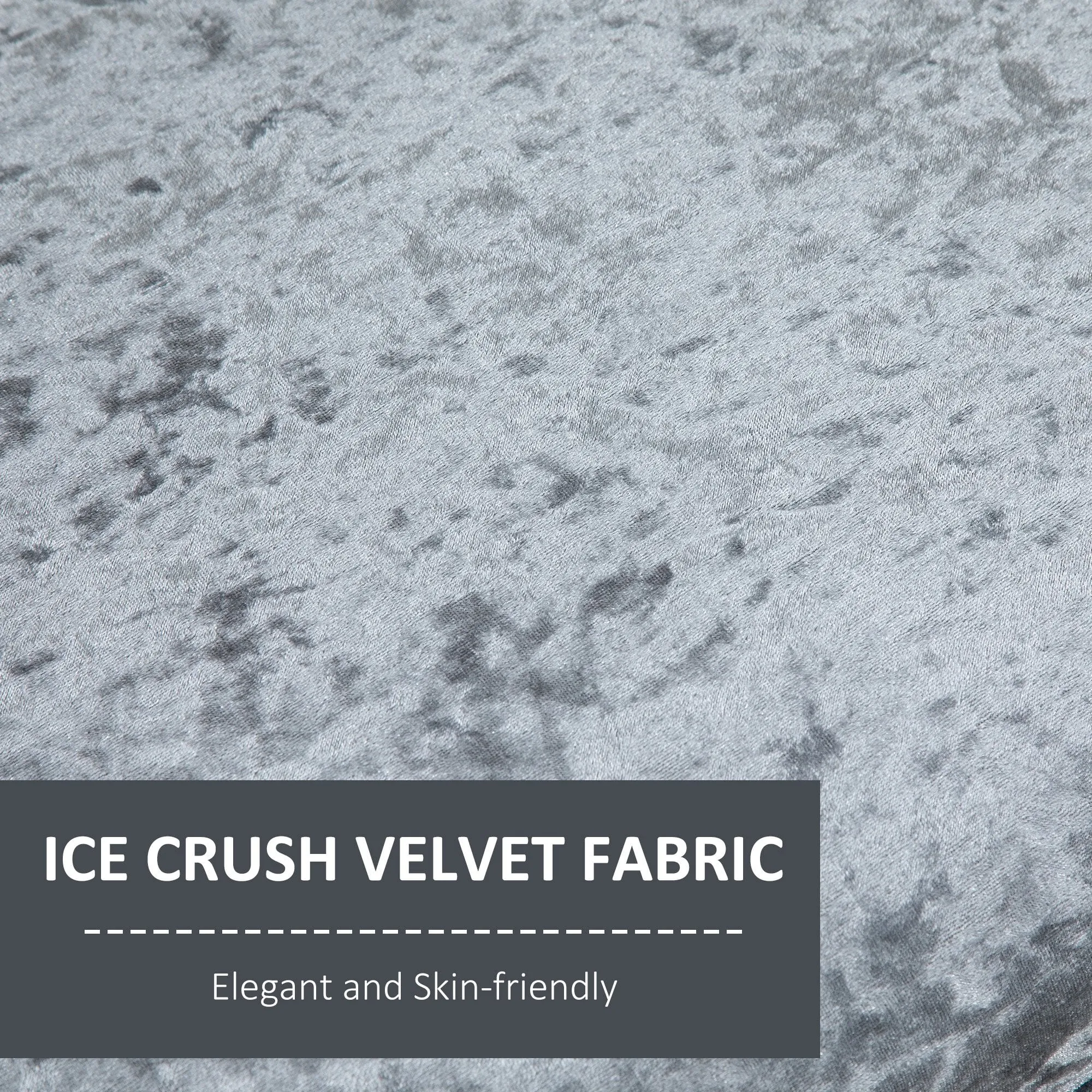 Ice Crush Velvet Fabric Upholstered Bed End Bench, Padded Sponge Cushion Bedroom Bench with Armrests Rubber Wood for Living Room Entryway, Silver Grey Bedside Footstool