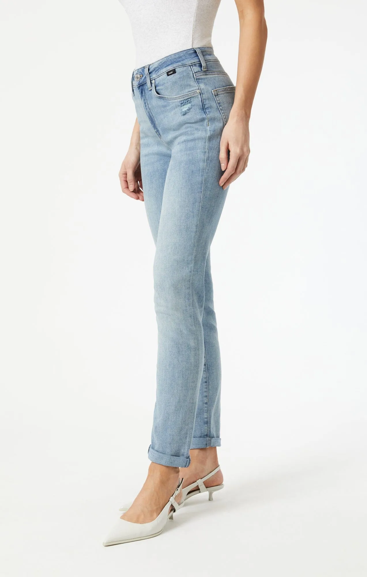 KATHLEEN SLIM BOYFRIEND IN LIGHT FEATHER BLUE