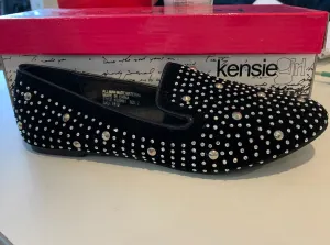 Kensie Black Suede Flats with Studs