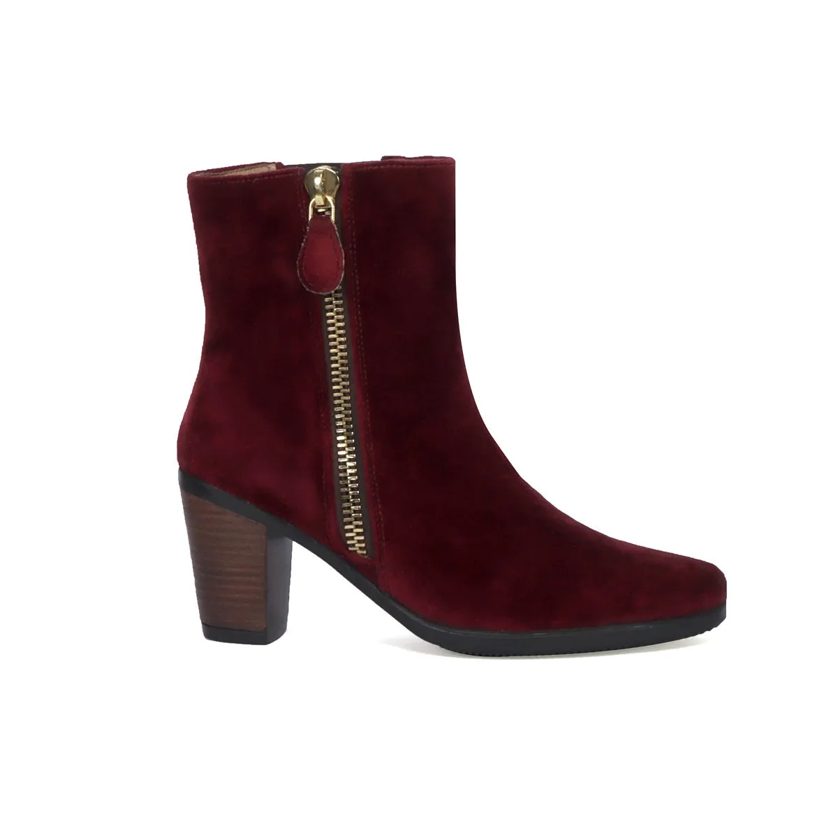 Ladies Ankle Boot with Wine Suede Leather
