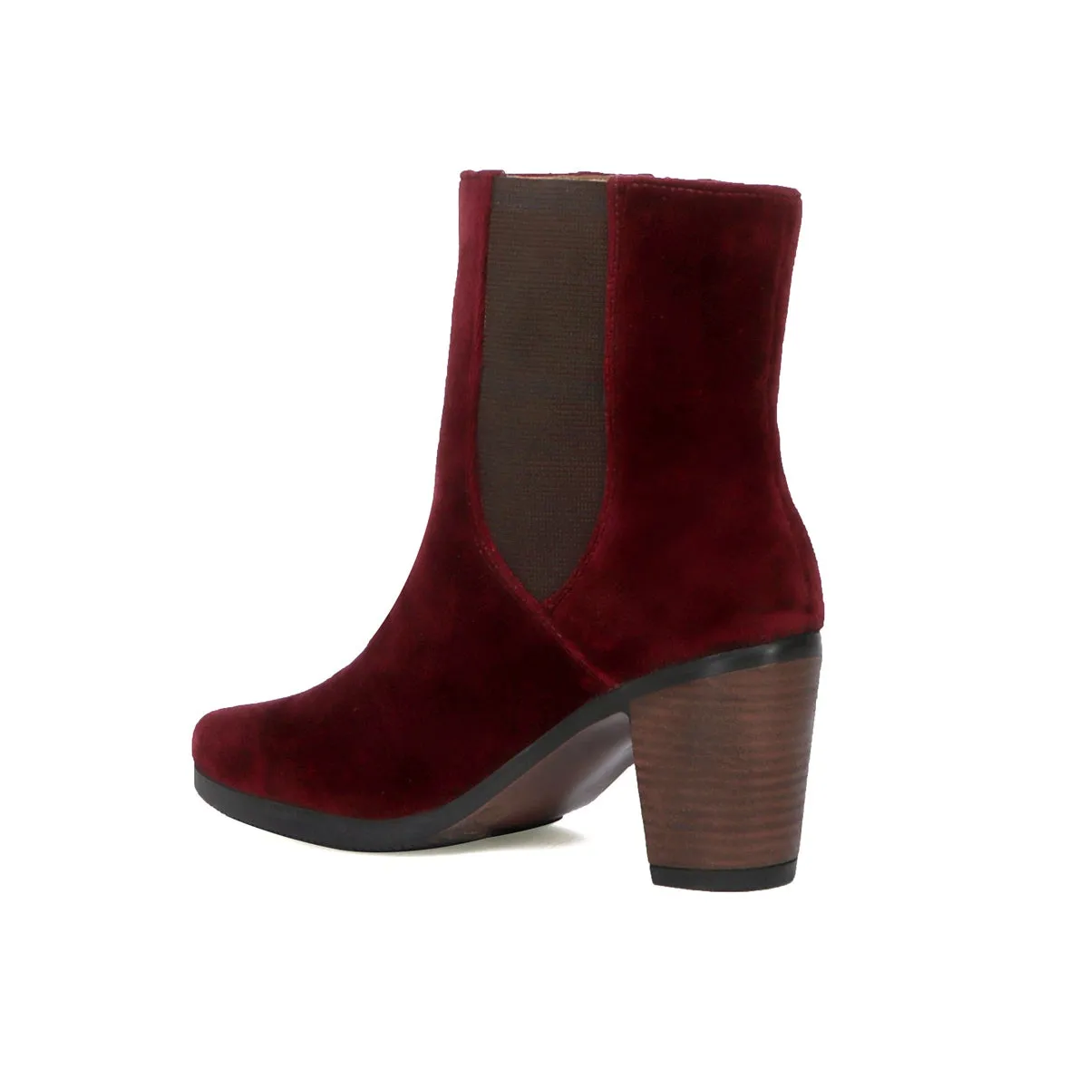 Ladies Ankle Boot with Wine Suede Leather