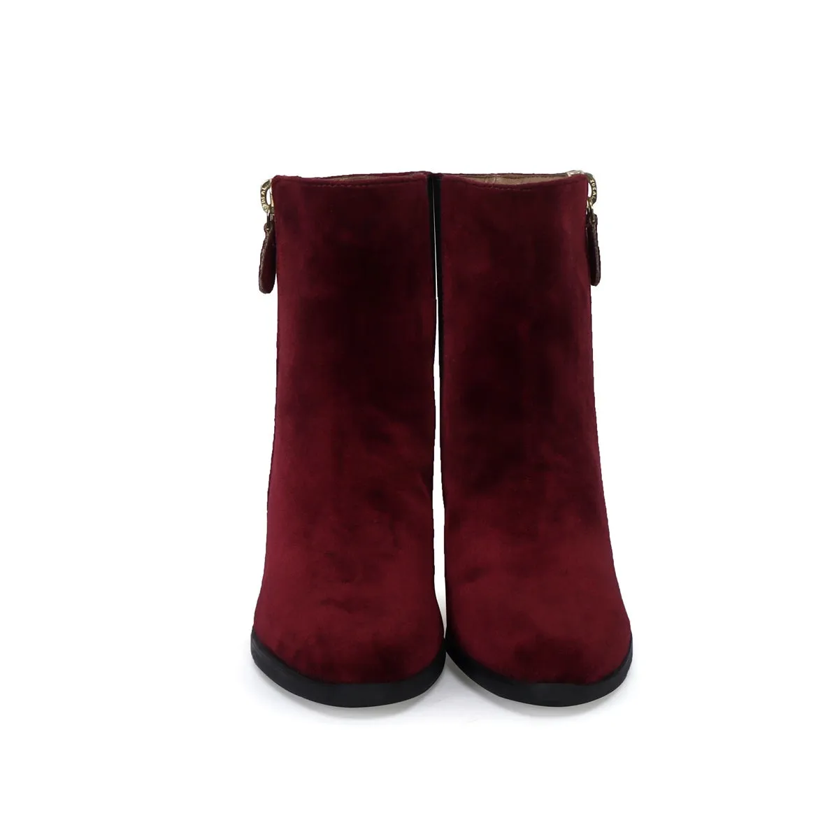 Ladies Ankle Boot with Wine Suede Leather