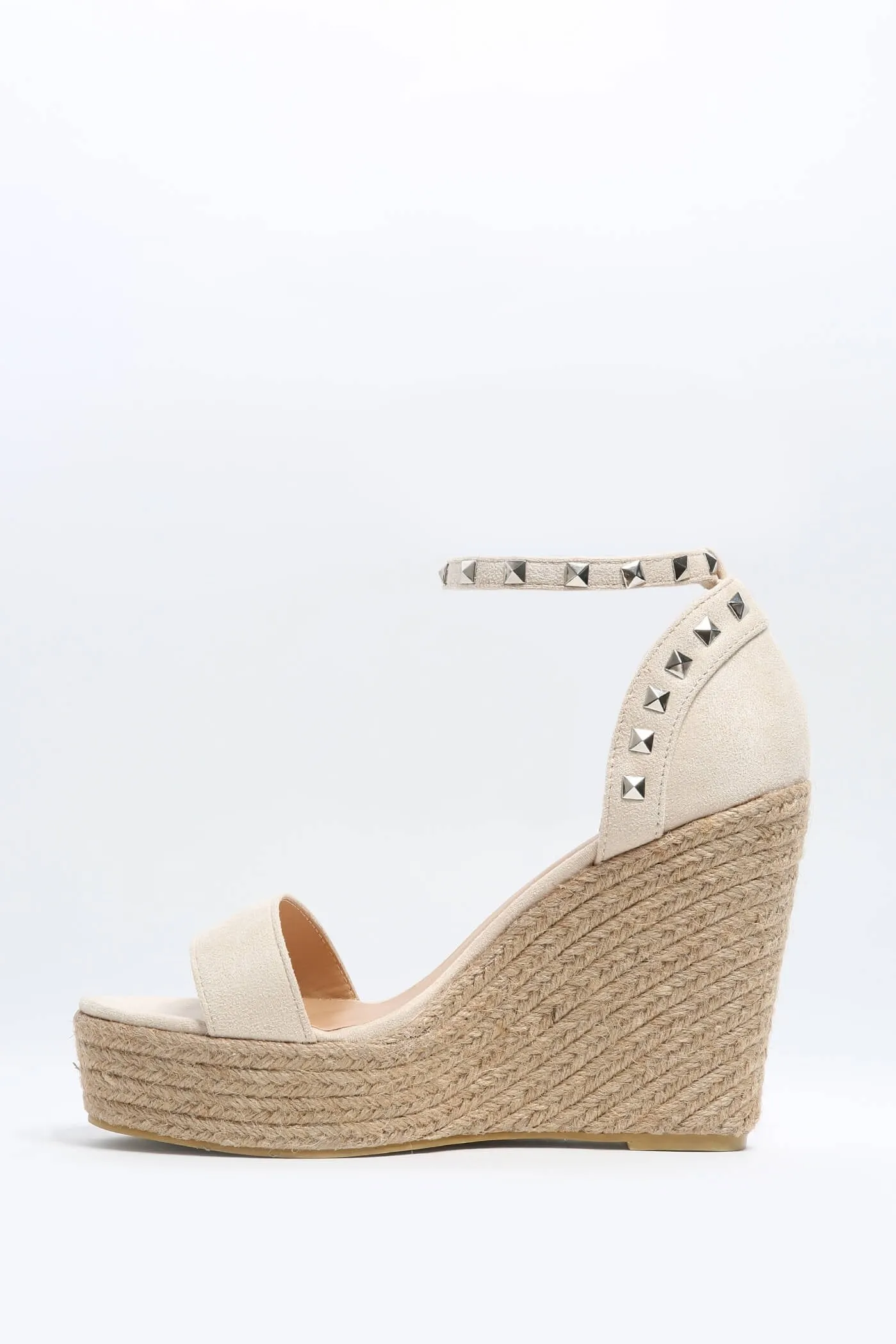 Light Cream Studded Wedge Sandal