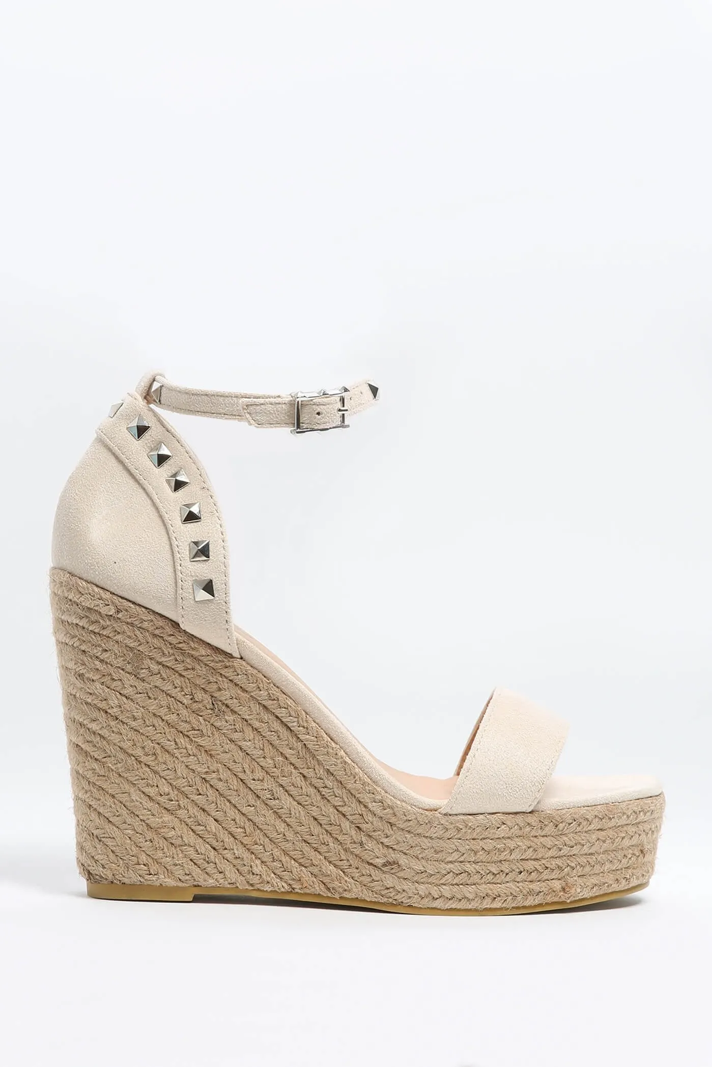 Light Cream Studded Wedge Sandal