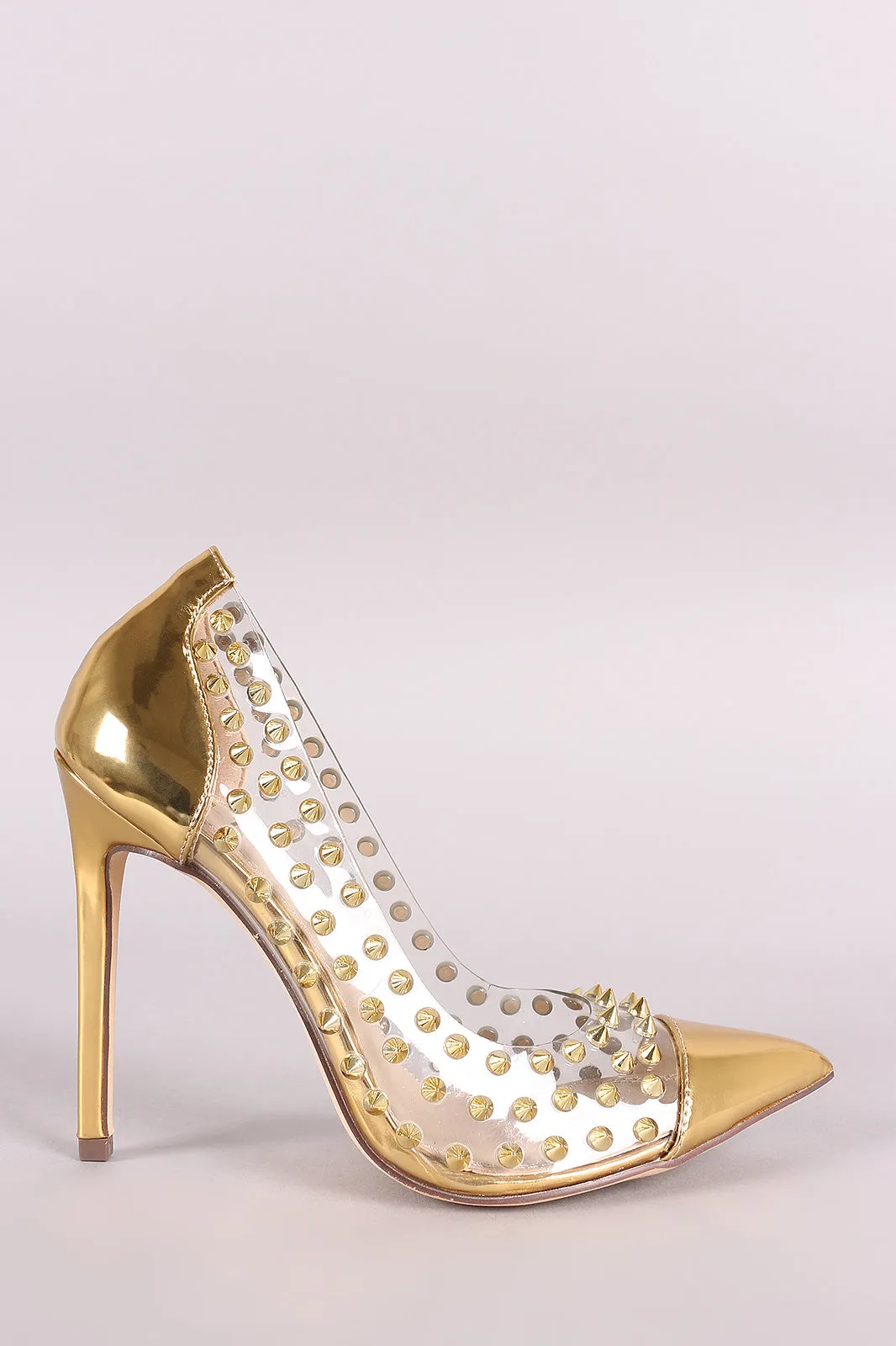 Liliana Metallic Patent Studded Spike Pointy Toe Pump