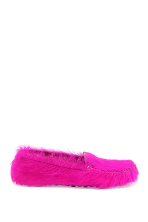 LONG-HAIRED LEATHER MOCCASINS IN