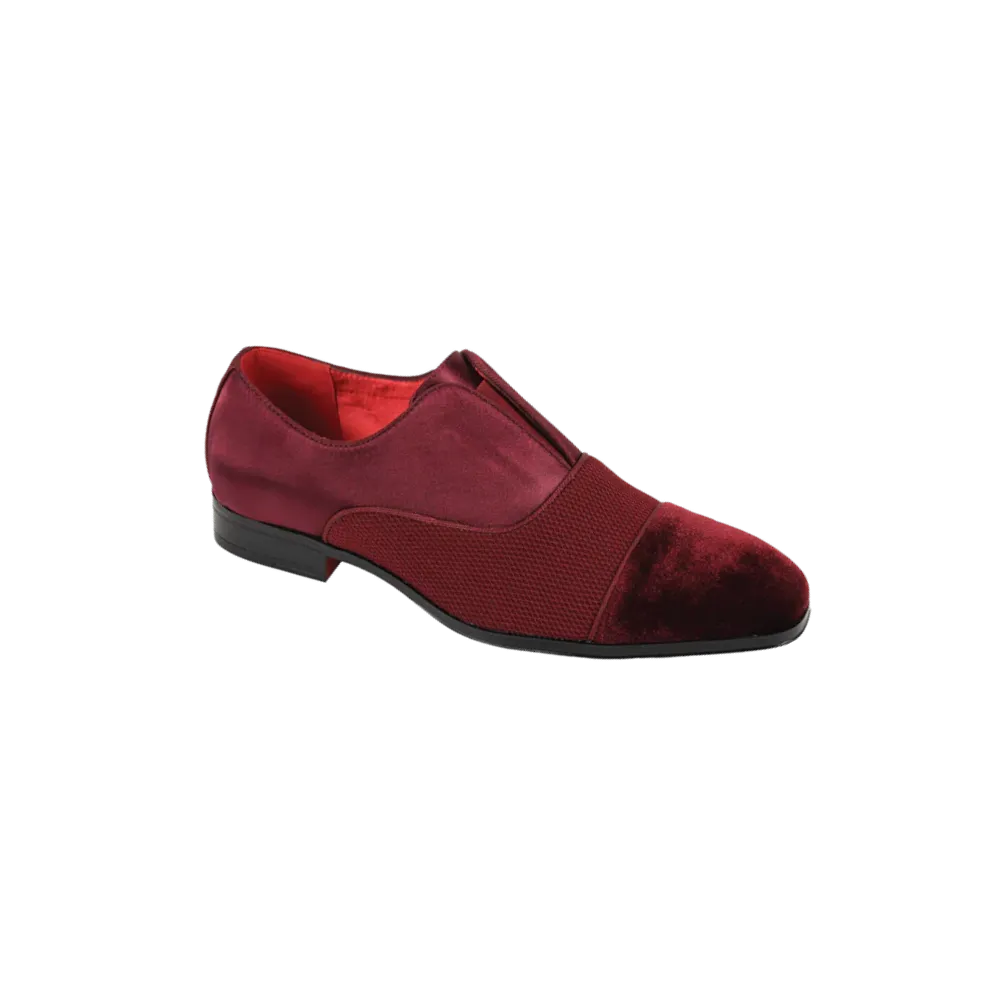 Men's Burgundy Velvet and knitted Loafer Tuxedo and Prom Dress Shoes