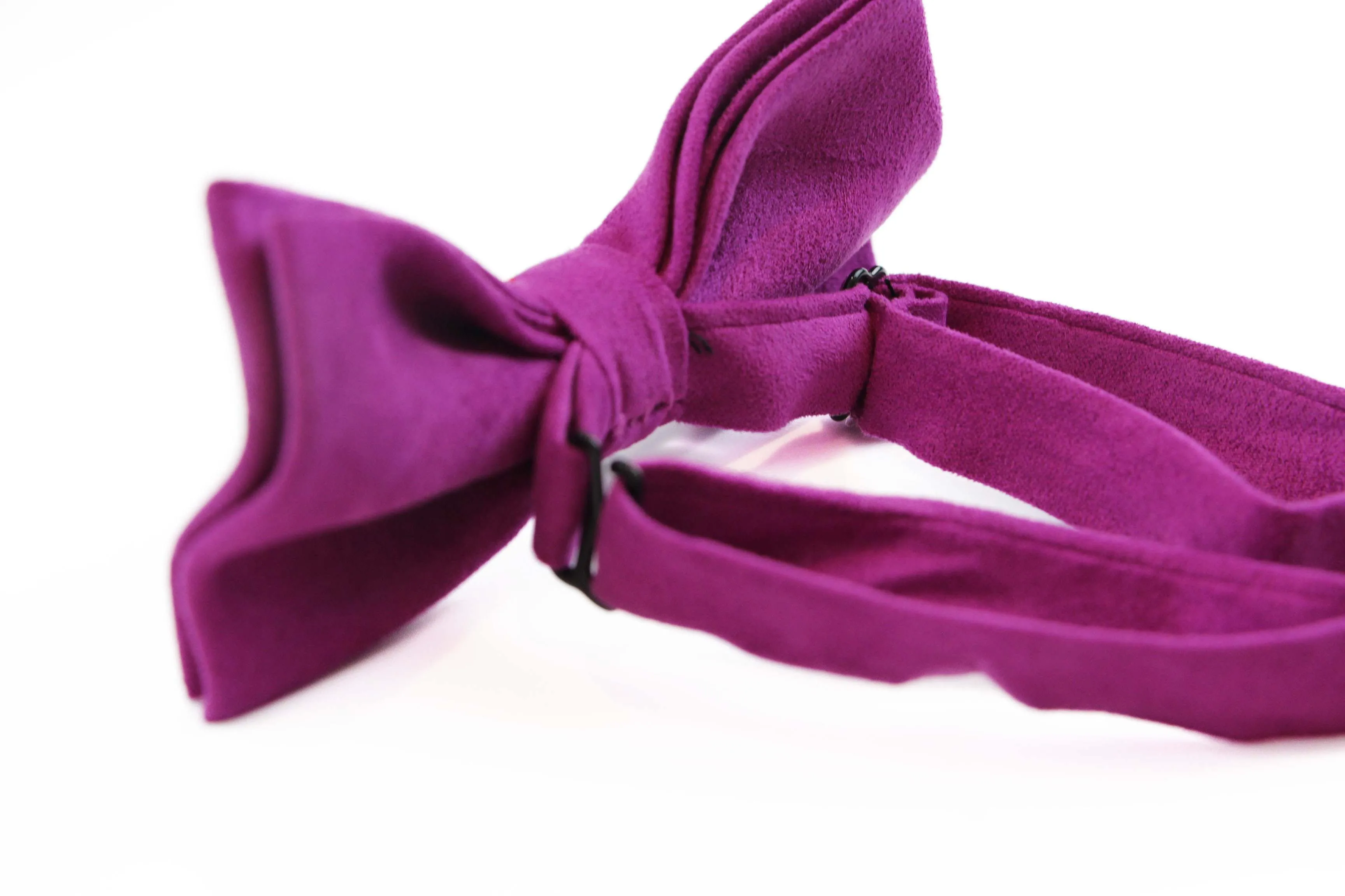 Mens Magenta Velvet Plain Colour Bow Tie