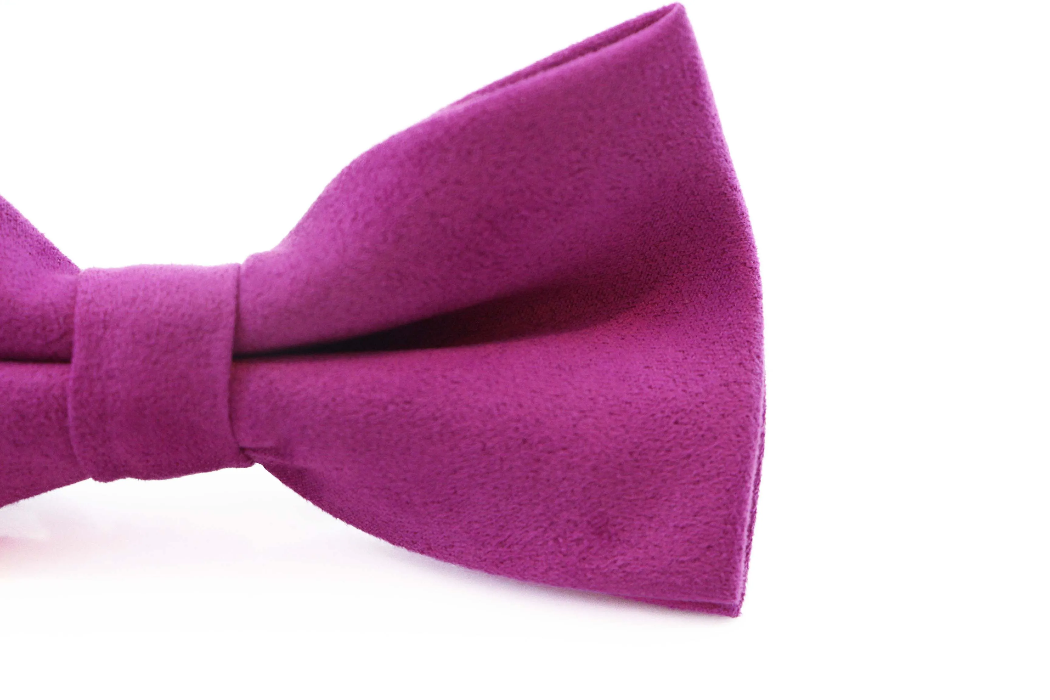 Mens Magenta Velvet Plain Colour Bow Tie