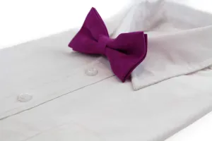 Mens Magenta Velvet Plain Colour Bow Tie