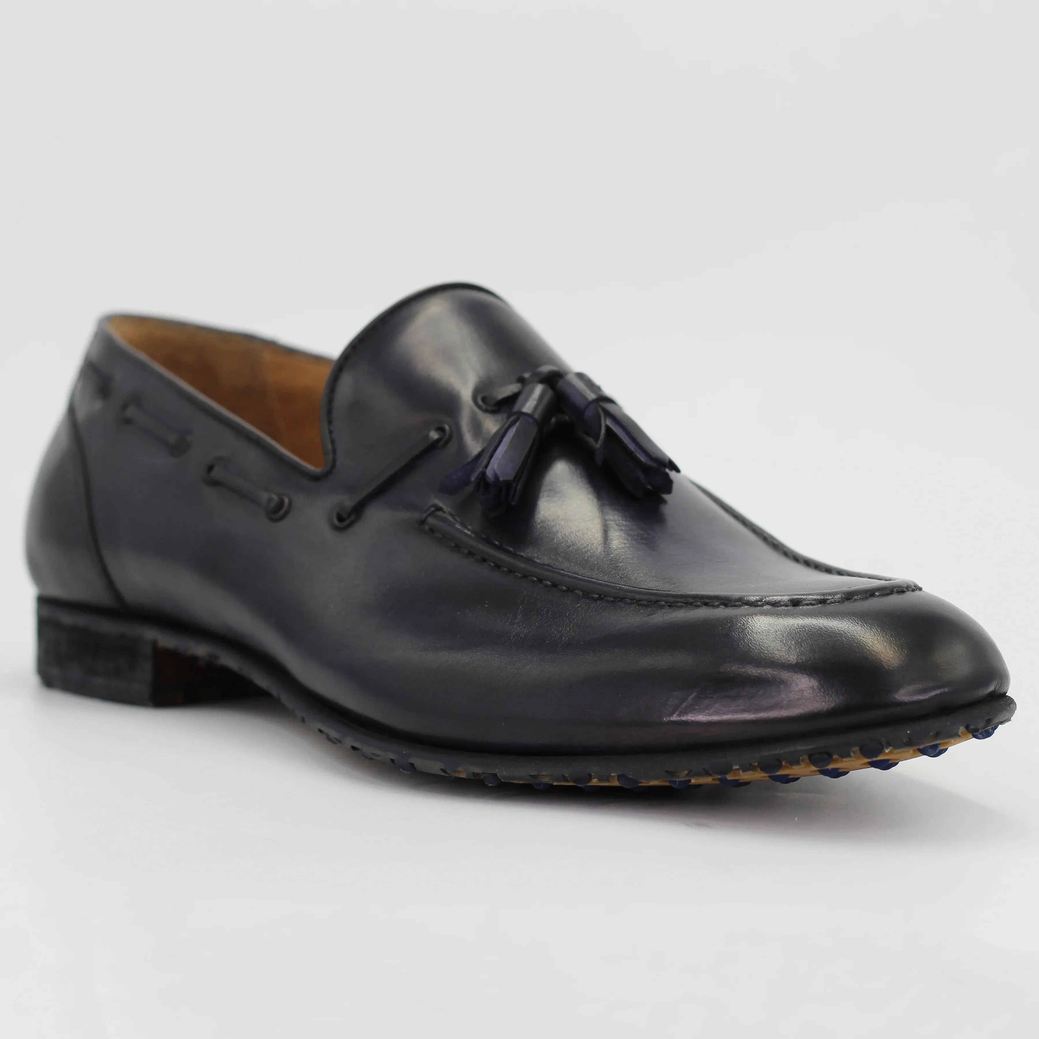 Men's tassel moccasin in calf leather blue (BRU11245)