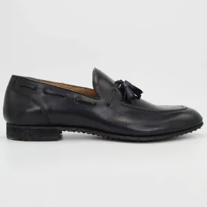 Men's tassel moccasin in calf leather blue (BRU11245)