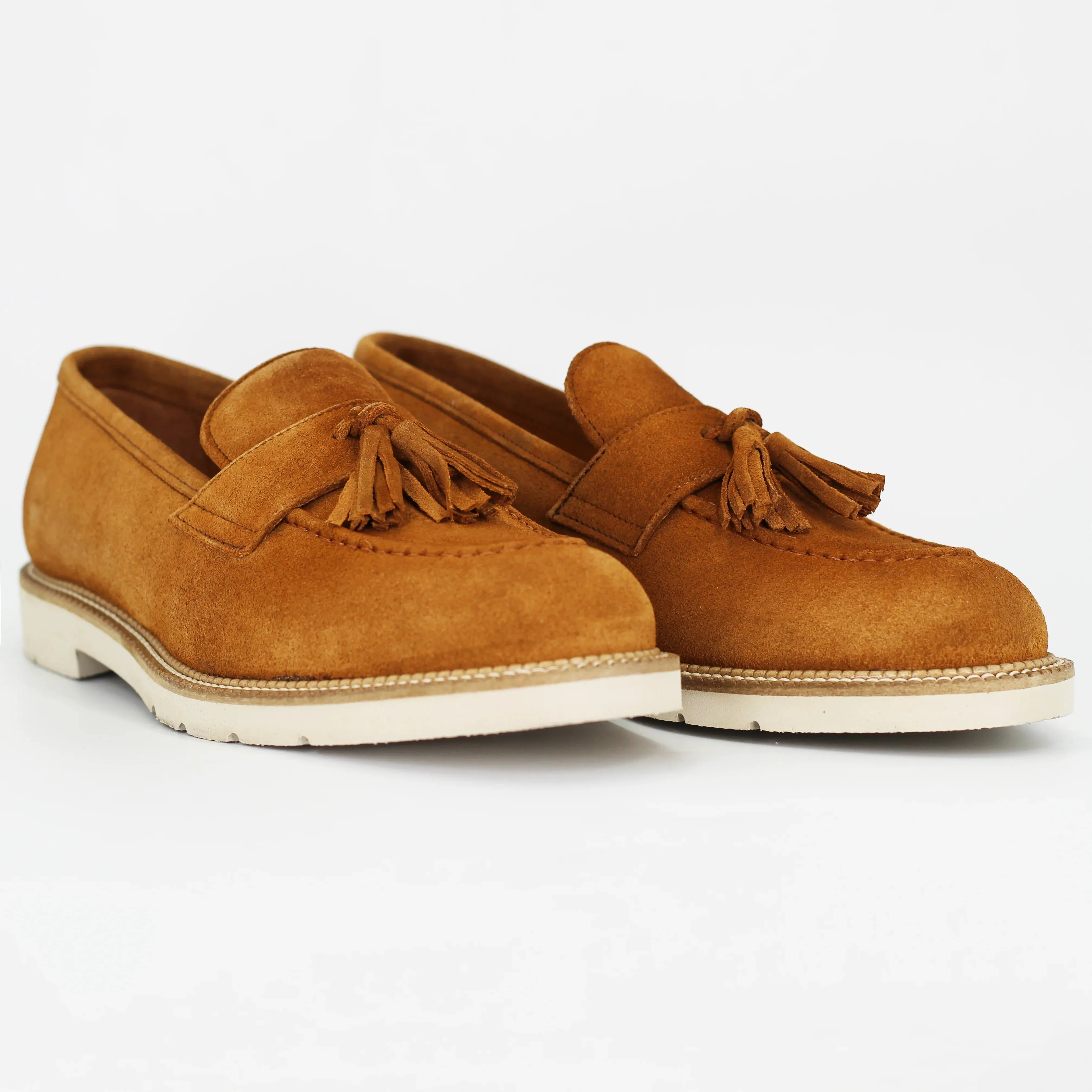Men's tassel moccasin in calf leather suede cuoio (GRU3606-4)