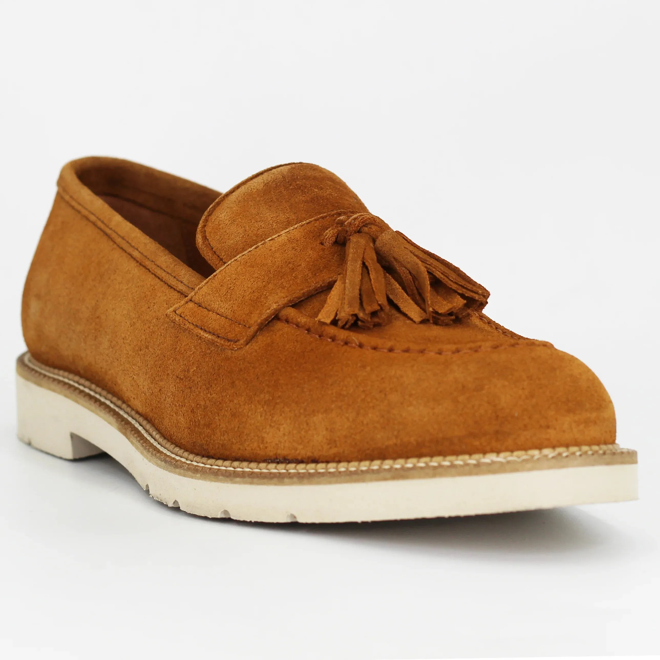 Men's tassel moccasin in calf leather suede cuoio (GRU3606-4)