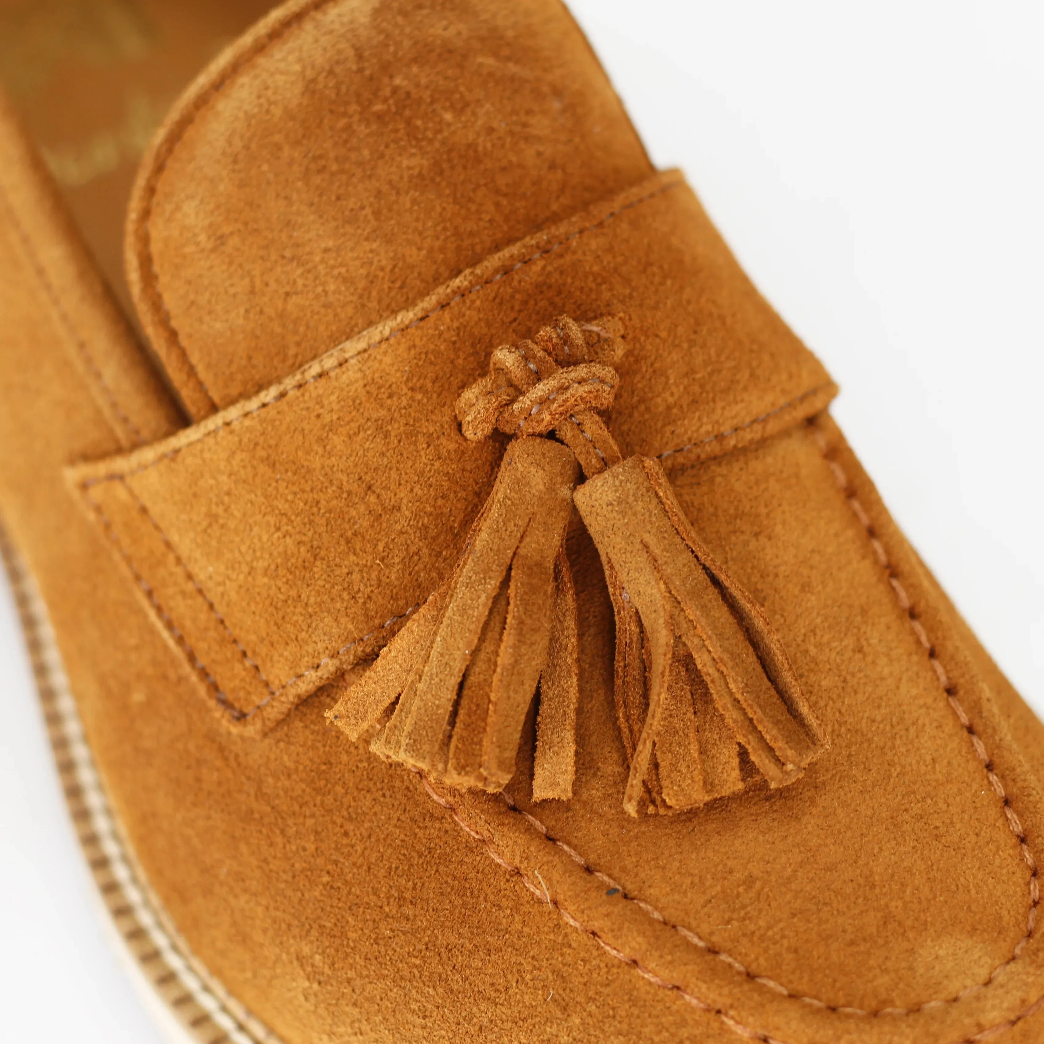 Men's tassel moccasin in calf leather suede cuoio (GRU3606-4)