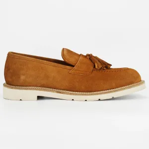 Men's tassel moccasin in calf leather suede cuoio (GRU3606-4)