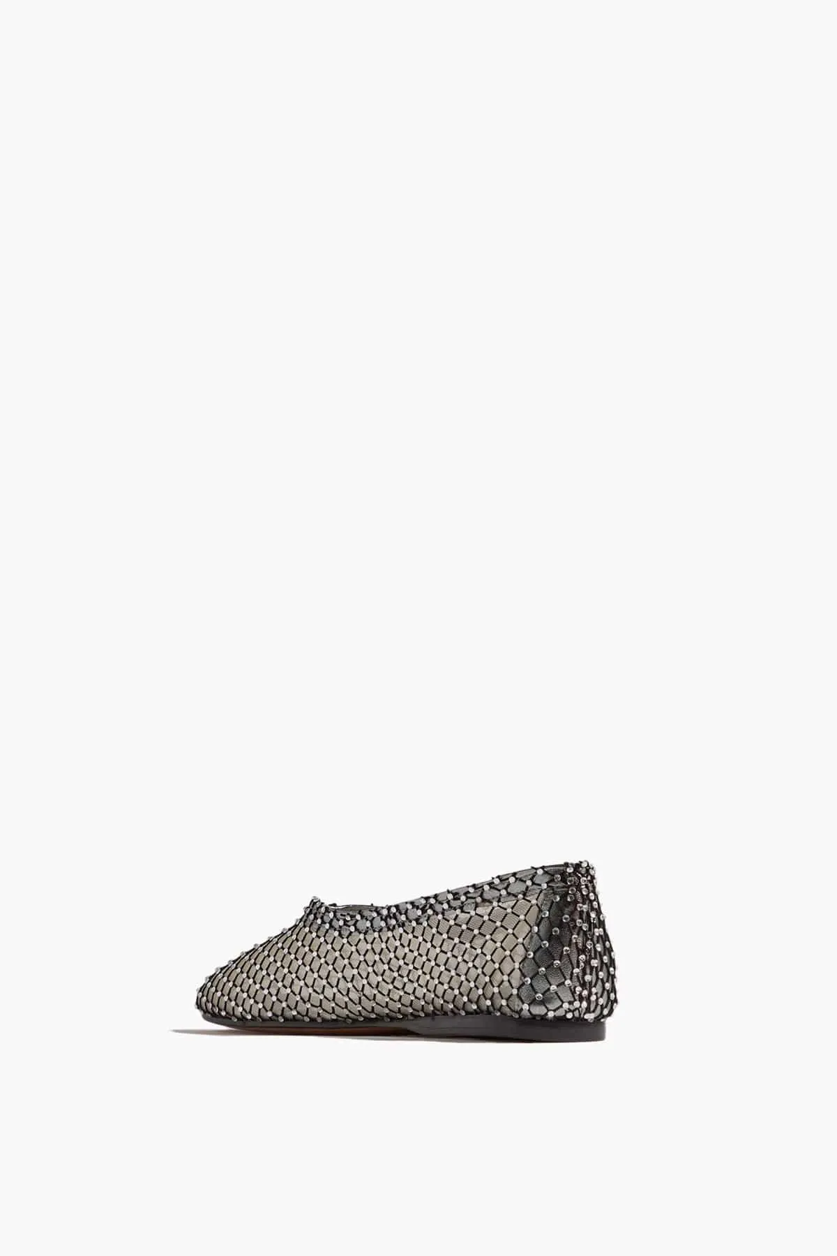 Mesh Ankle Ballerina Flat in Nero