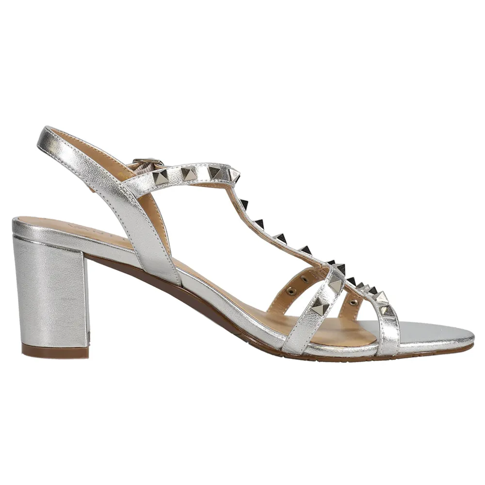 Midge Metallic Studded Wedding Block Heel Sandals