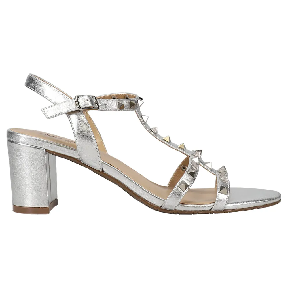 Midge Metallic Studded Wedding Block Heel Sandals