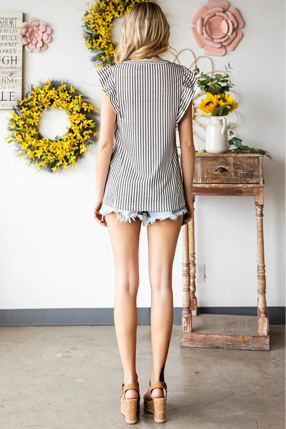 Miro Ruffle Stiped Top