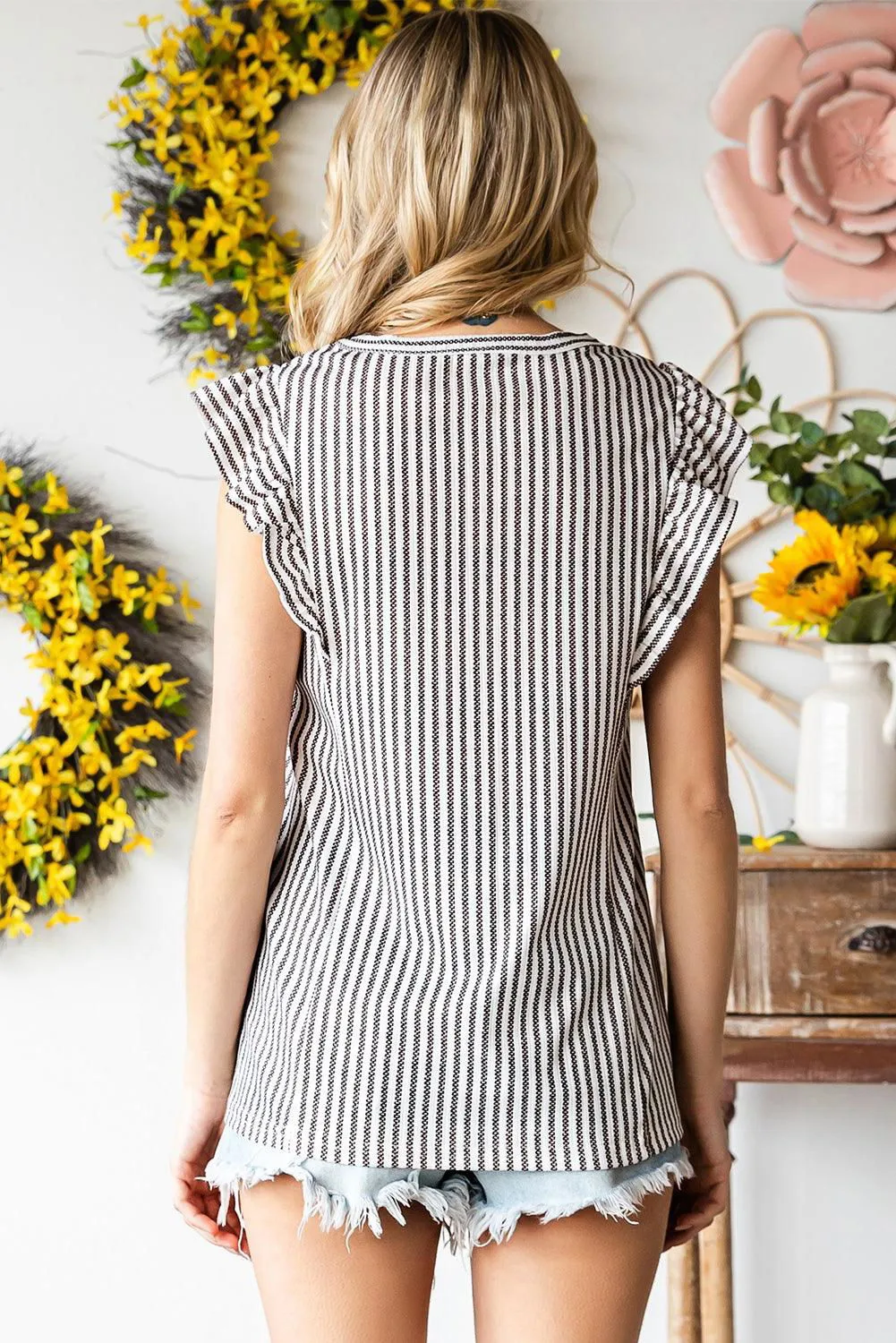 Miro Ruffle Stiped Top