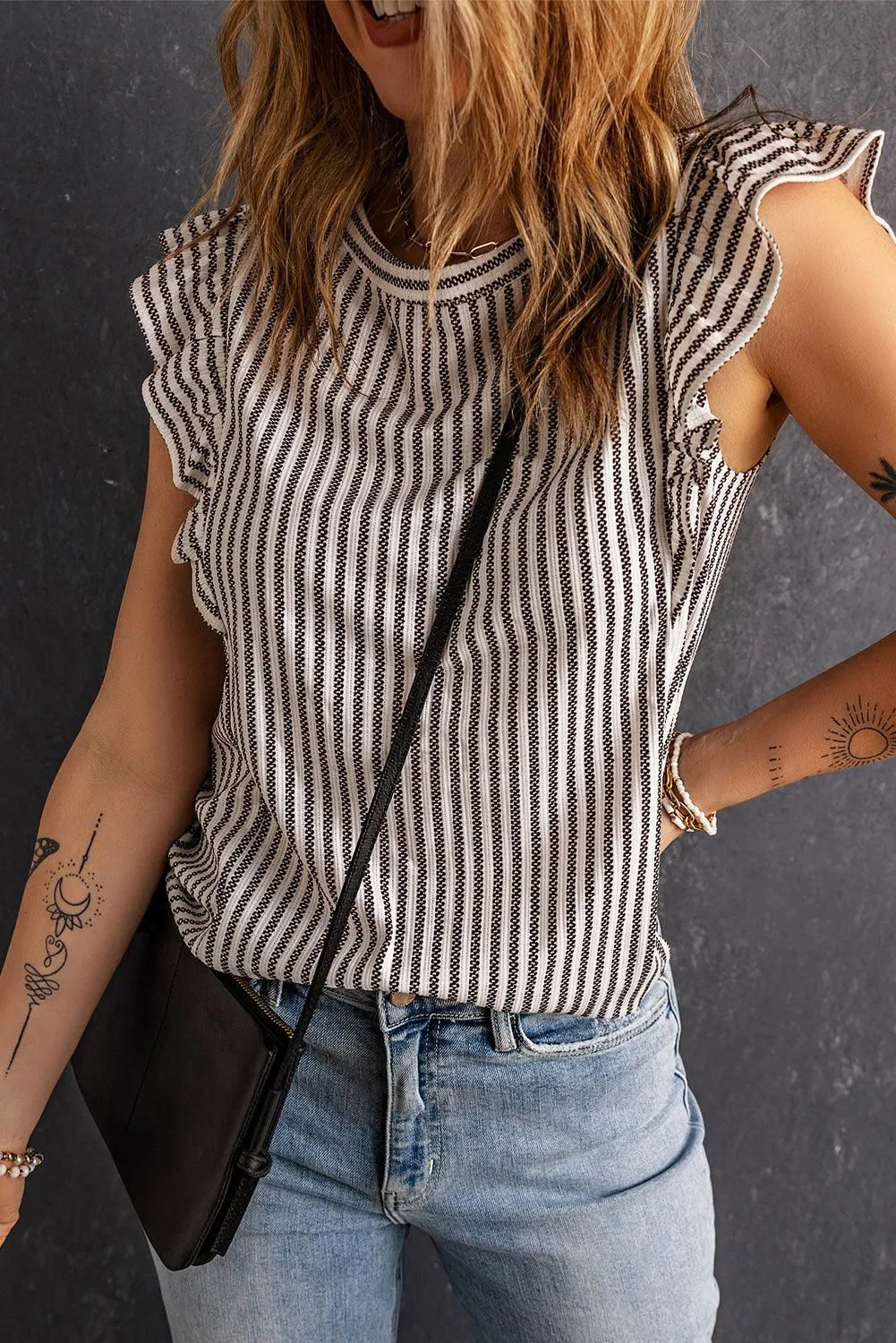 Miro Ruffle Stiped Top