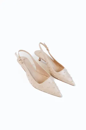 MNG cream studded kitten heels NWOT (41; retail $69.99)