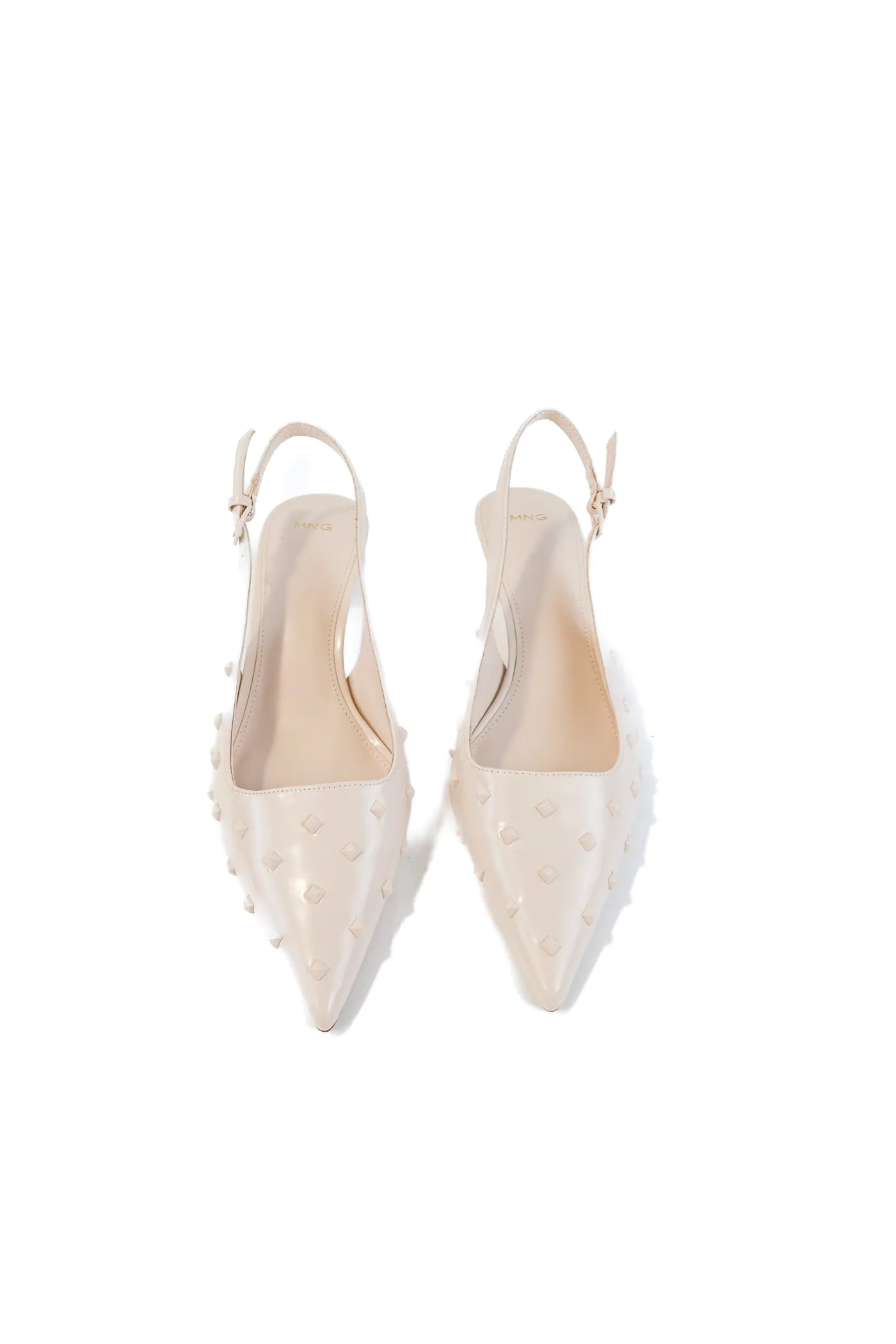 MNG cream studded kitten heels NWOT (41; retail $69.99)