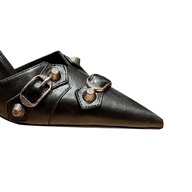 NAISA Studded Mules Sandals - 9cm