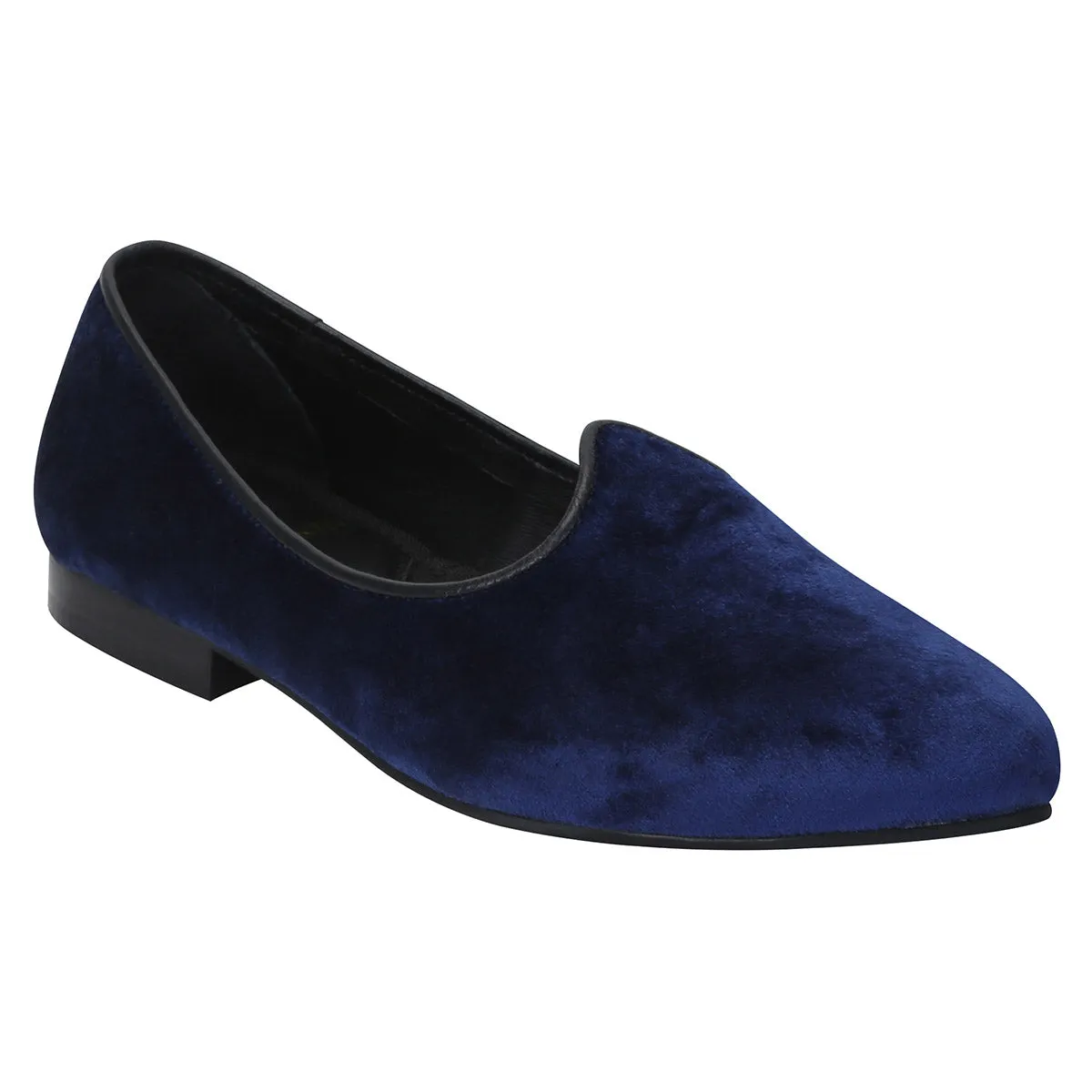 Navy Blue Italian Velvet Jalsa Jutti By Brune & Bareskin
