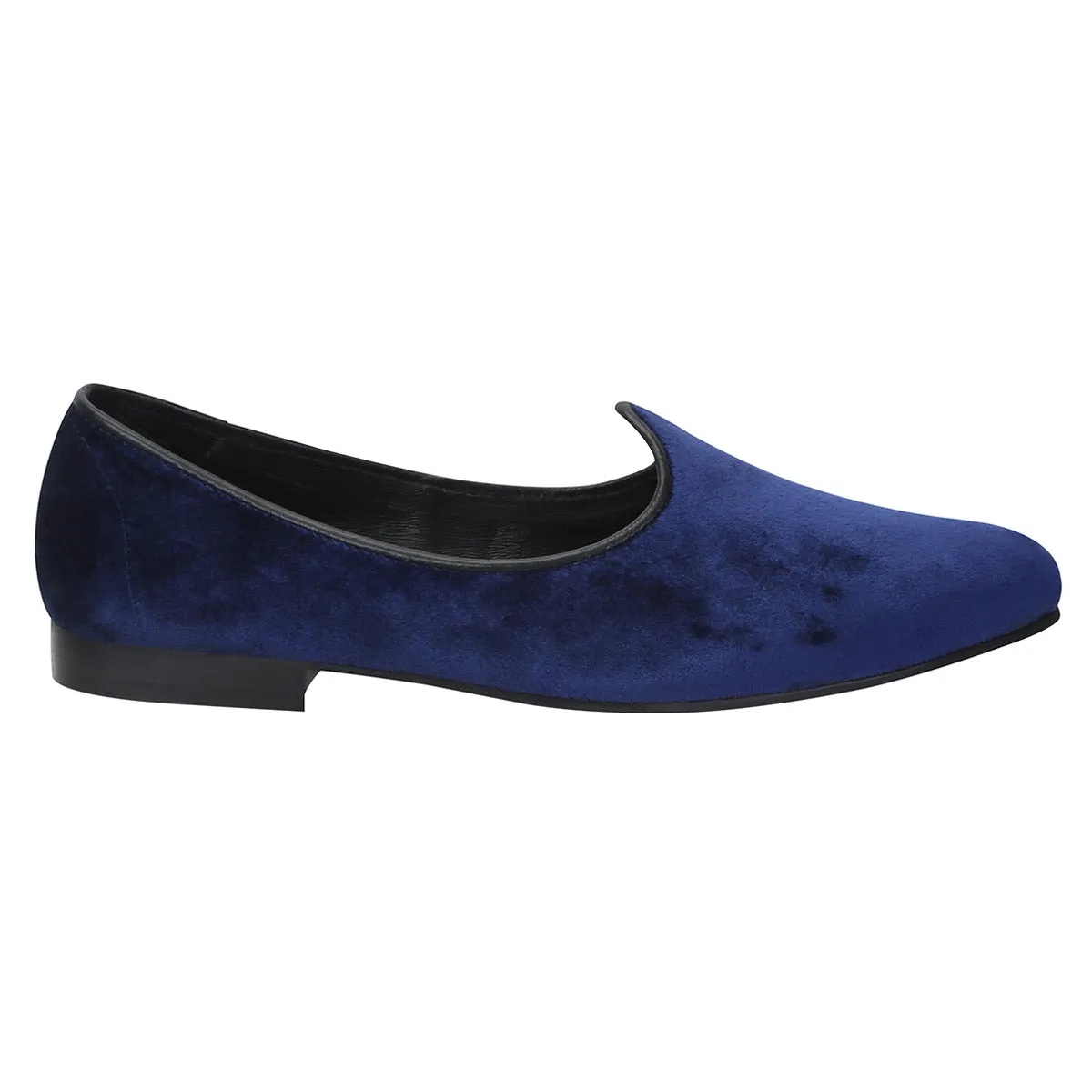 Navy Blue Italian Velvet Jalsa Jutti By Brune & Bareskin