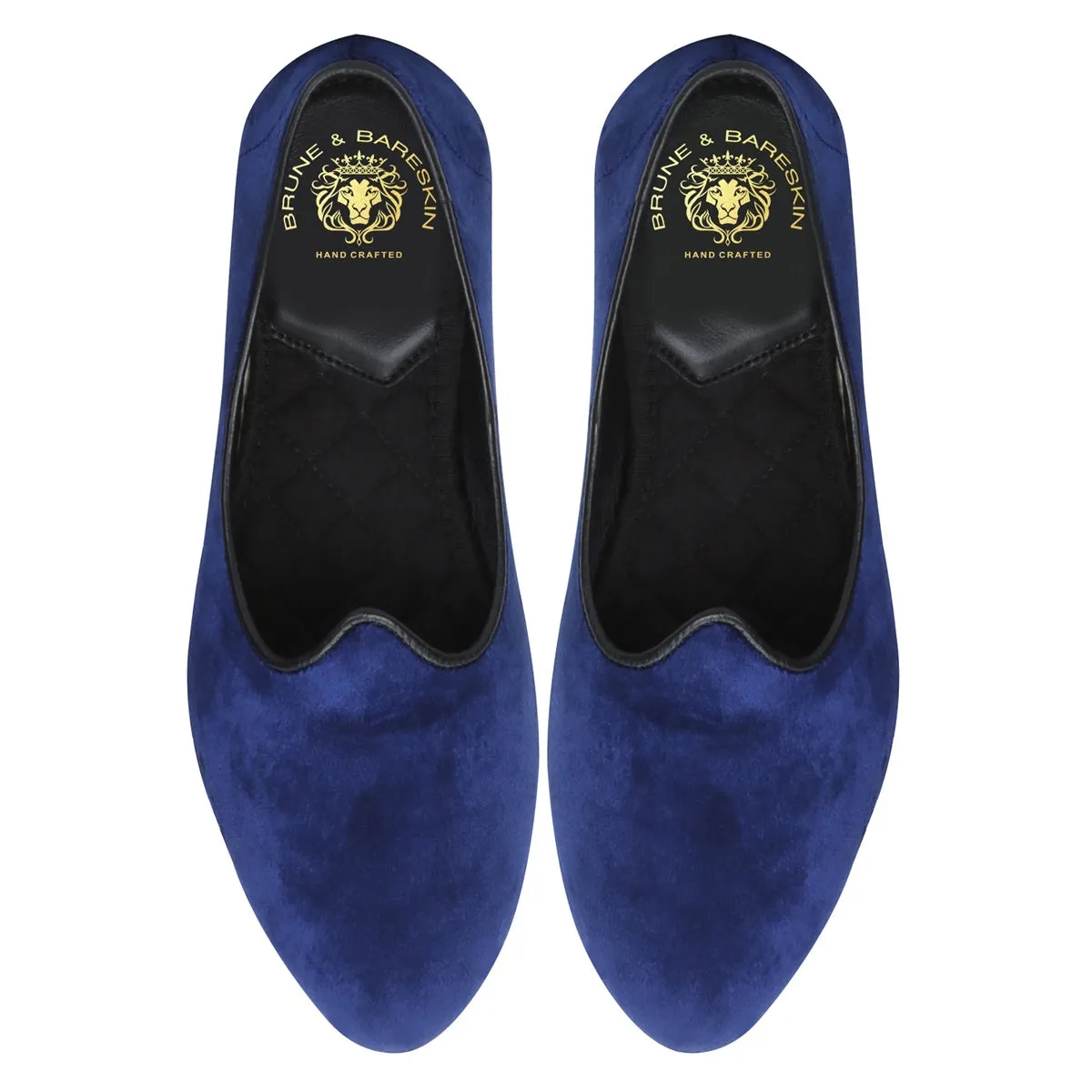 Navy Blue Italian Velvet Jalsa Jutti By Brune & Bareskin