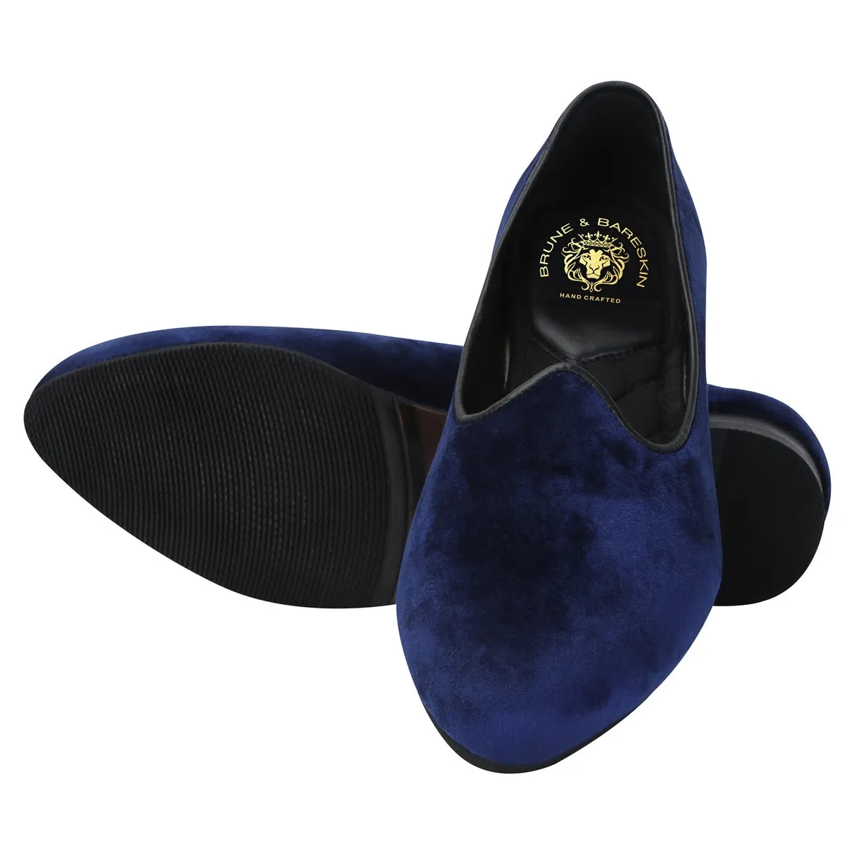 Navy Blue Italian Velvet Jalsa Jutti By Brune & Bareskin