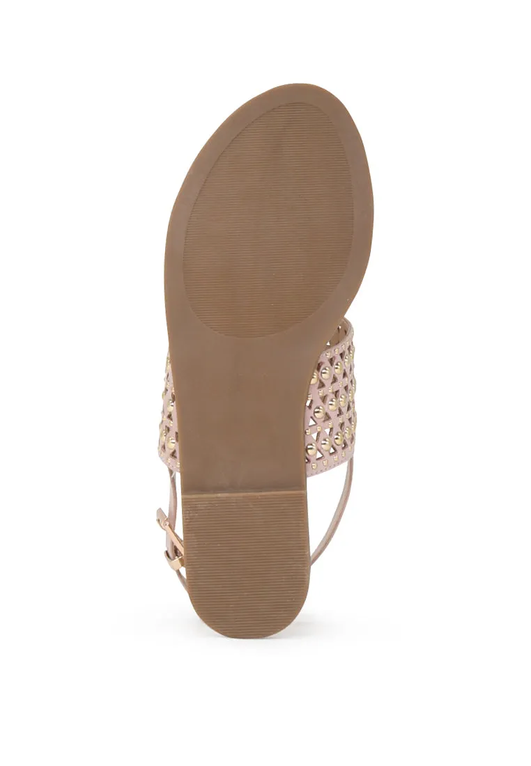 Nude Florence Studded Flat Sandals