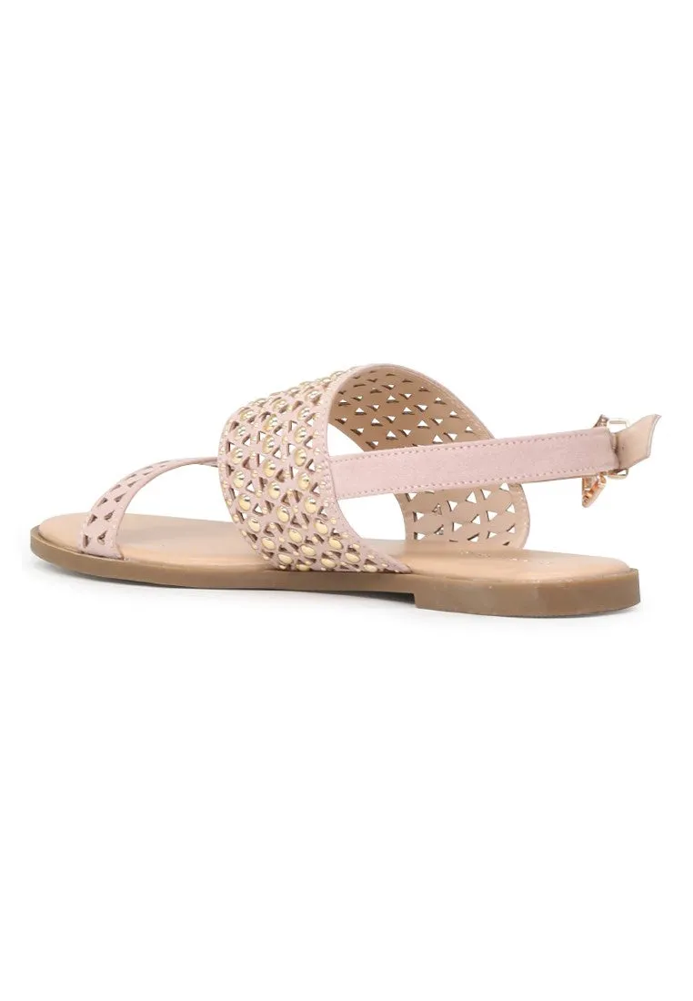 Nude Florence Studded Flat Sandals