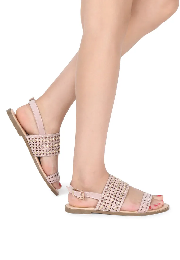 Nude Florence Studded Flat Sandals