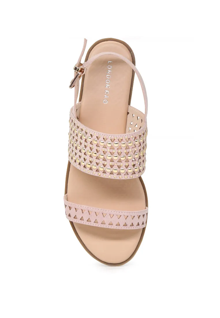 Nude Florence Studded Flat Sandals
