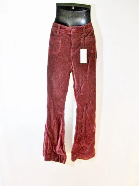 NWT MELISSA MCCARTHY SEVEN7 WINE VELVET FLARE PANTS 16 ZINFANDEL NEW