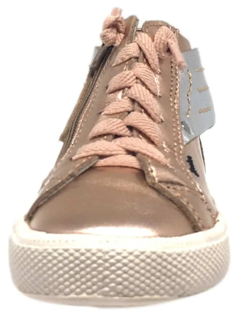 Old Soles Girl's 1057 Copper Leather Urban Wings High Top Lace Up Sneaker Shoe