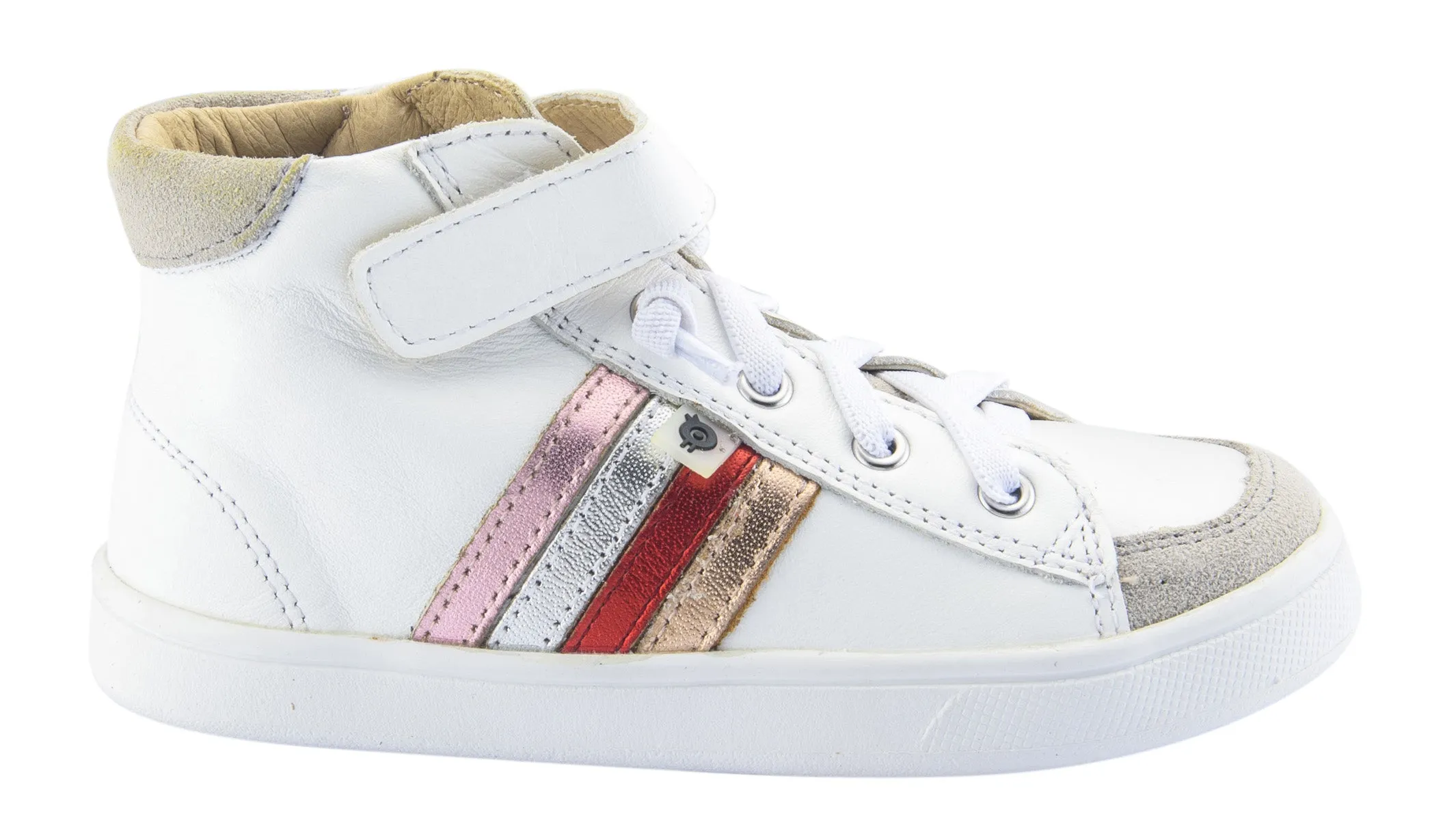 Old Soles Girl's High-Top-RB Leather Sneakers, Snow/Copper