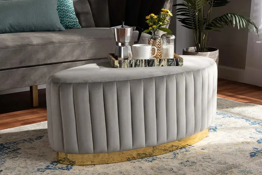 Paris Grey Velvet Fabric Storage Ottoman