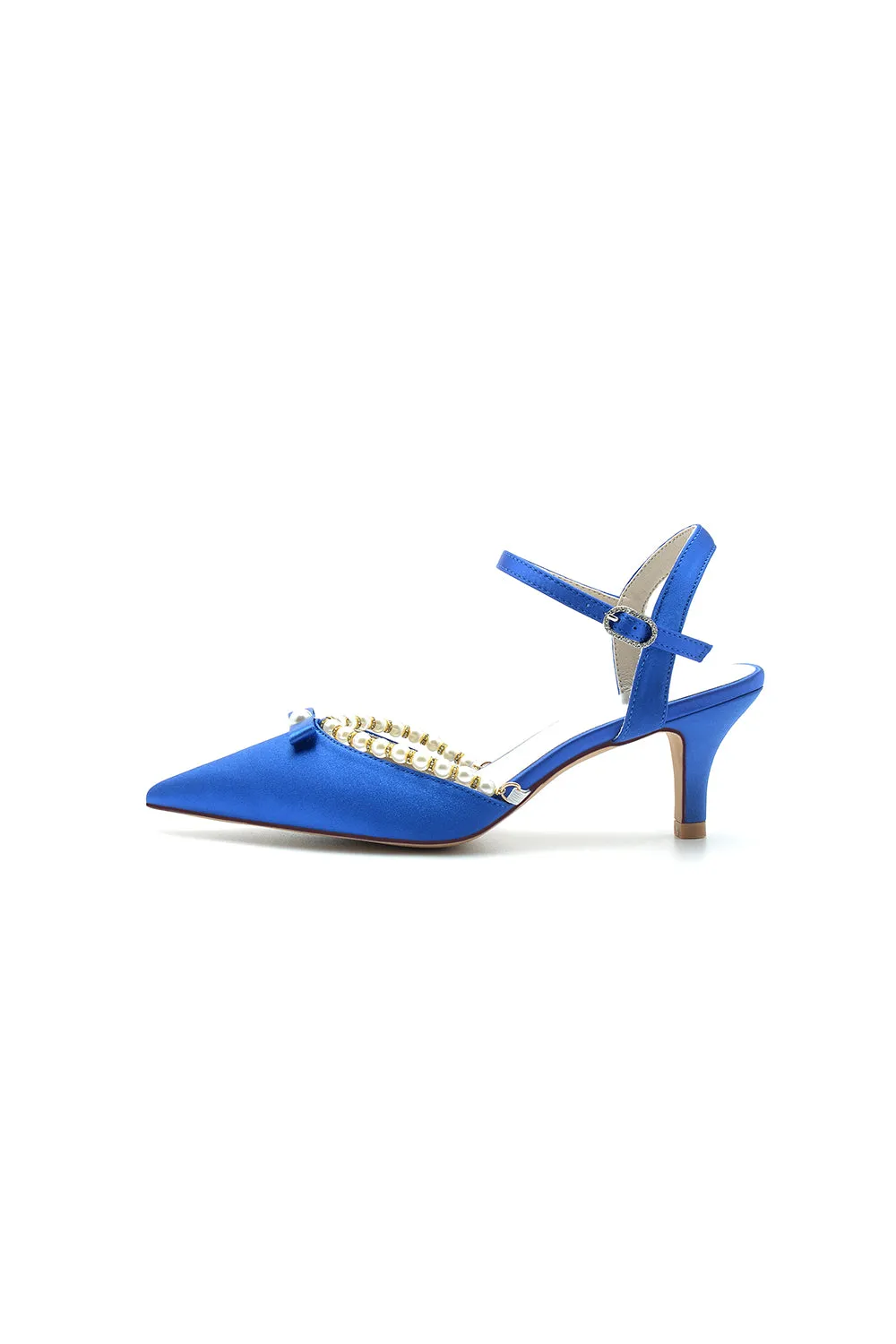 Pearl Satin Pointed Toe High Heels