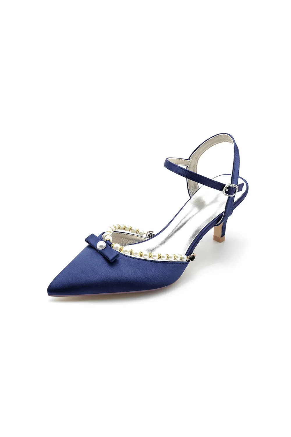 Pearl Satin Pointed Toe High Heels