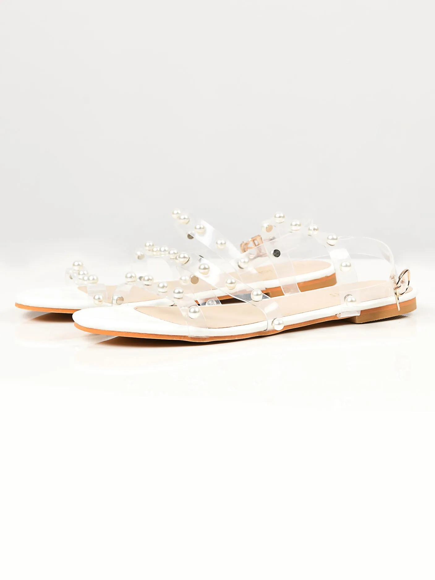 Pearl Studded Sandals - White