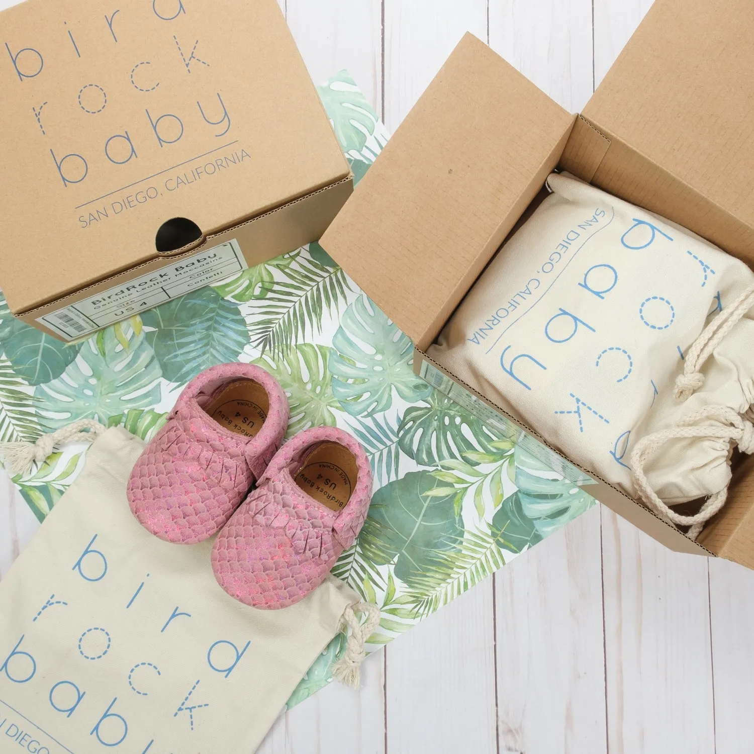 Pink Mermaid Baby Moccasins