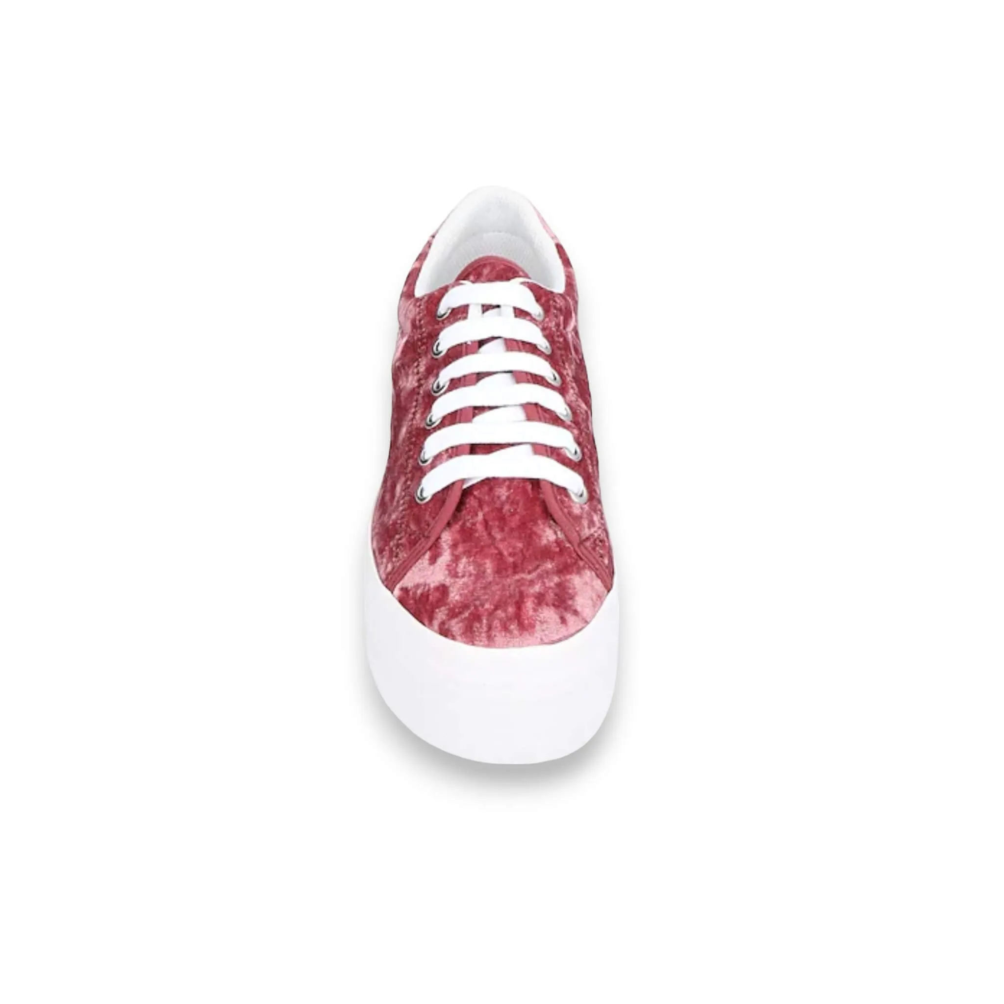Pink Velvet Lace Up Platform Sneakers
