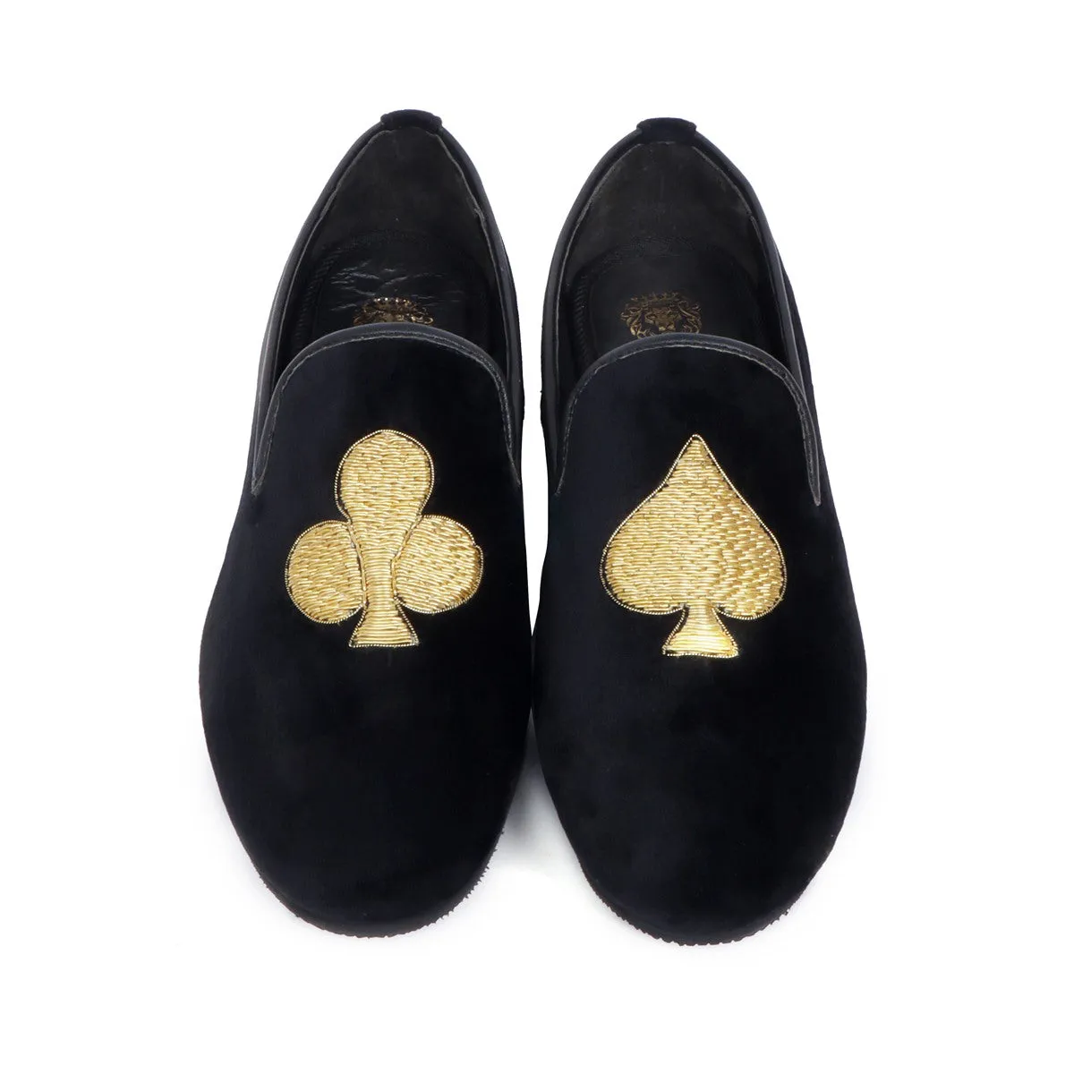 Poker Zardosi Slip-On Shoes IN Black Velvet By Brune & Bareskin