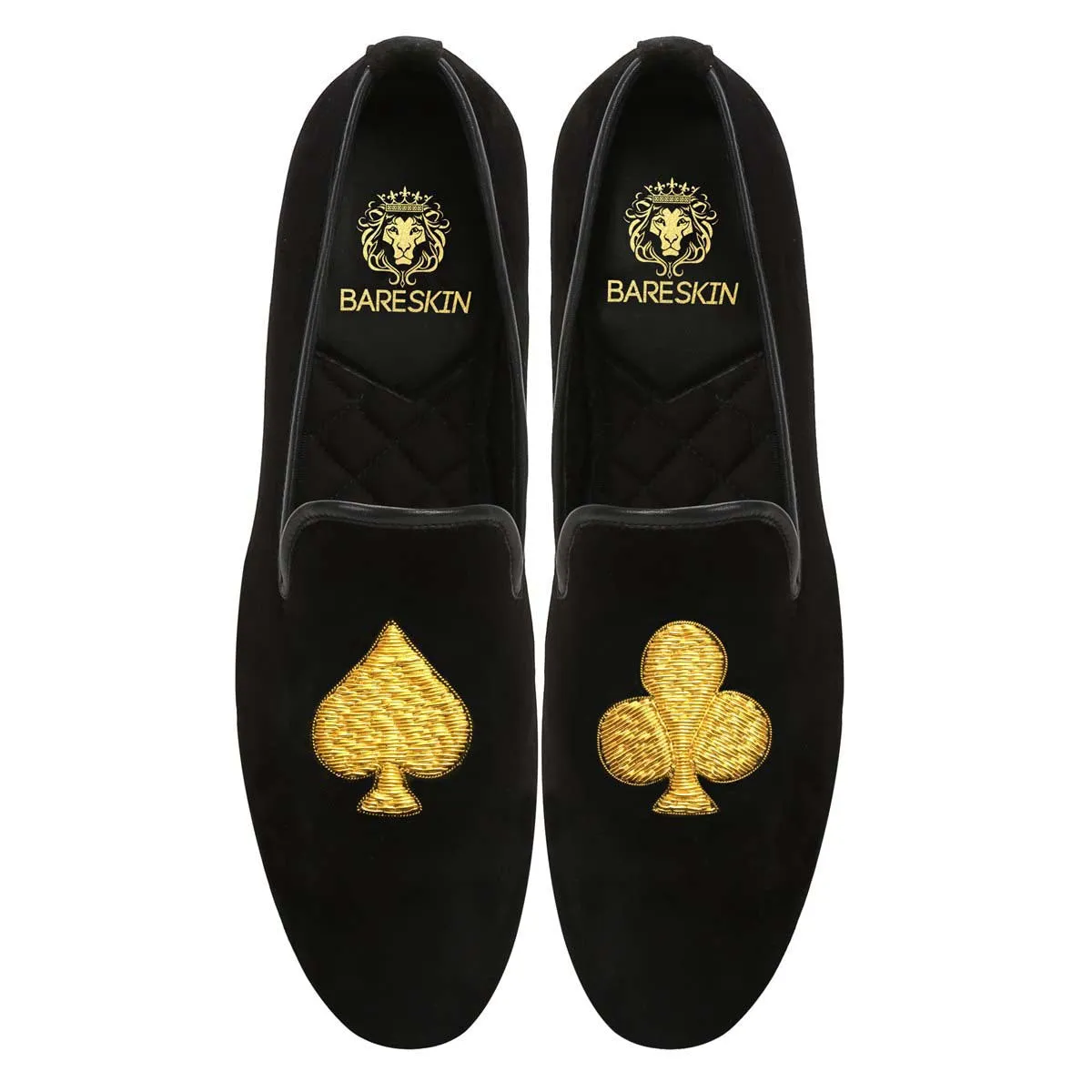Poker Zardosi Slip-On Shoes IN Black Velvet By Brune & Bareskin
