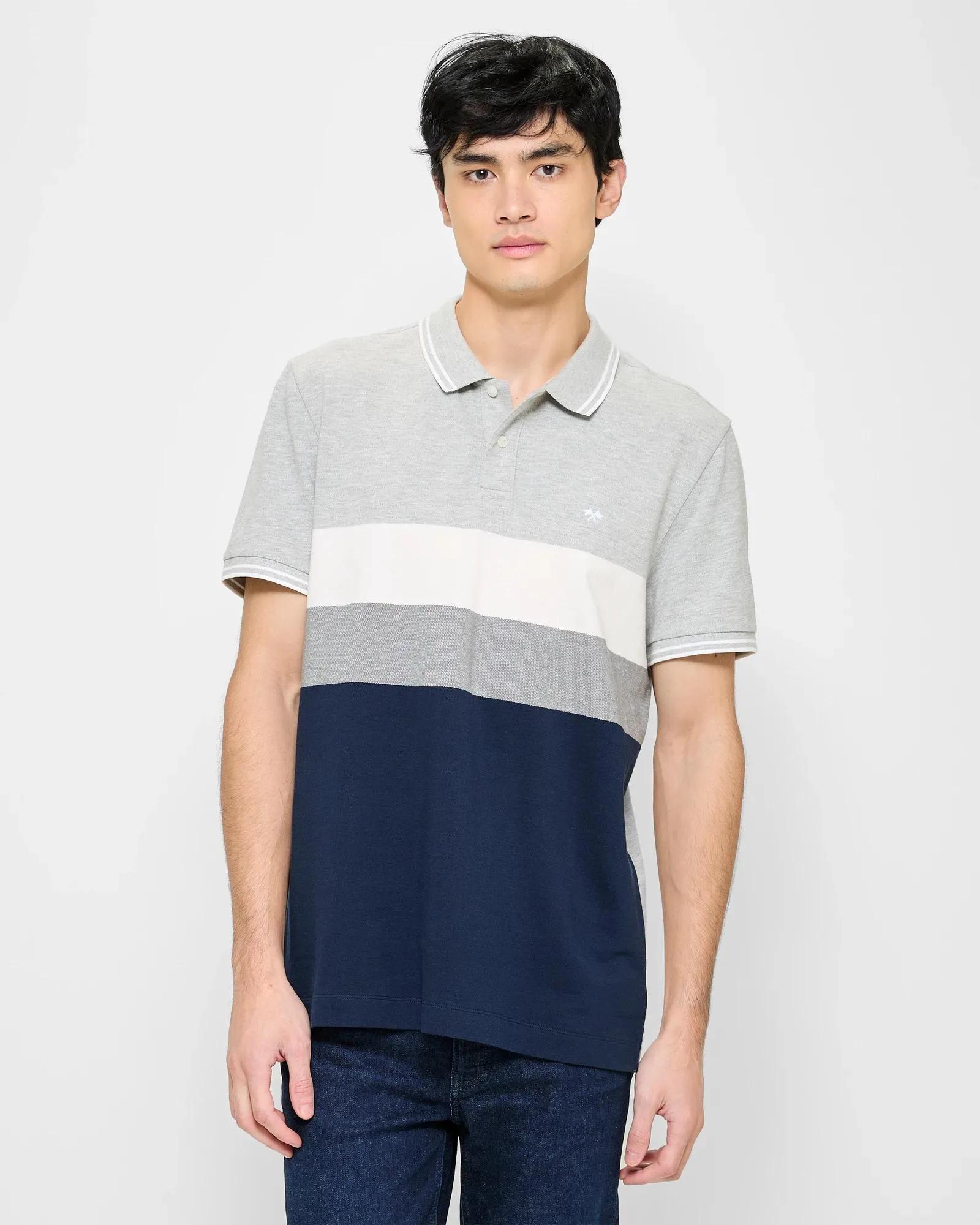 popular  Australian Cotton Blend Stripe Panel Polo Top