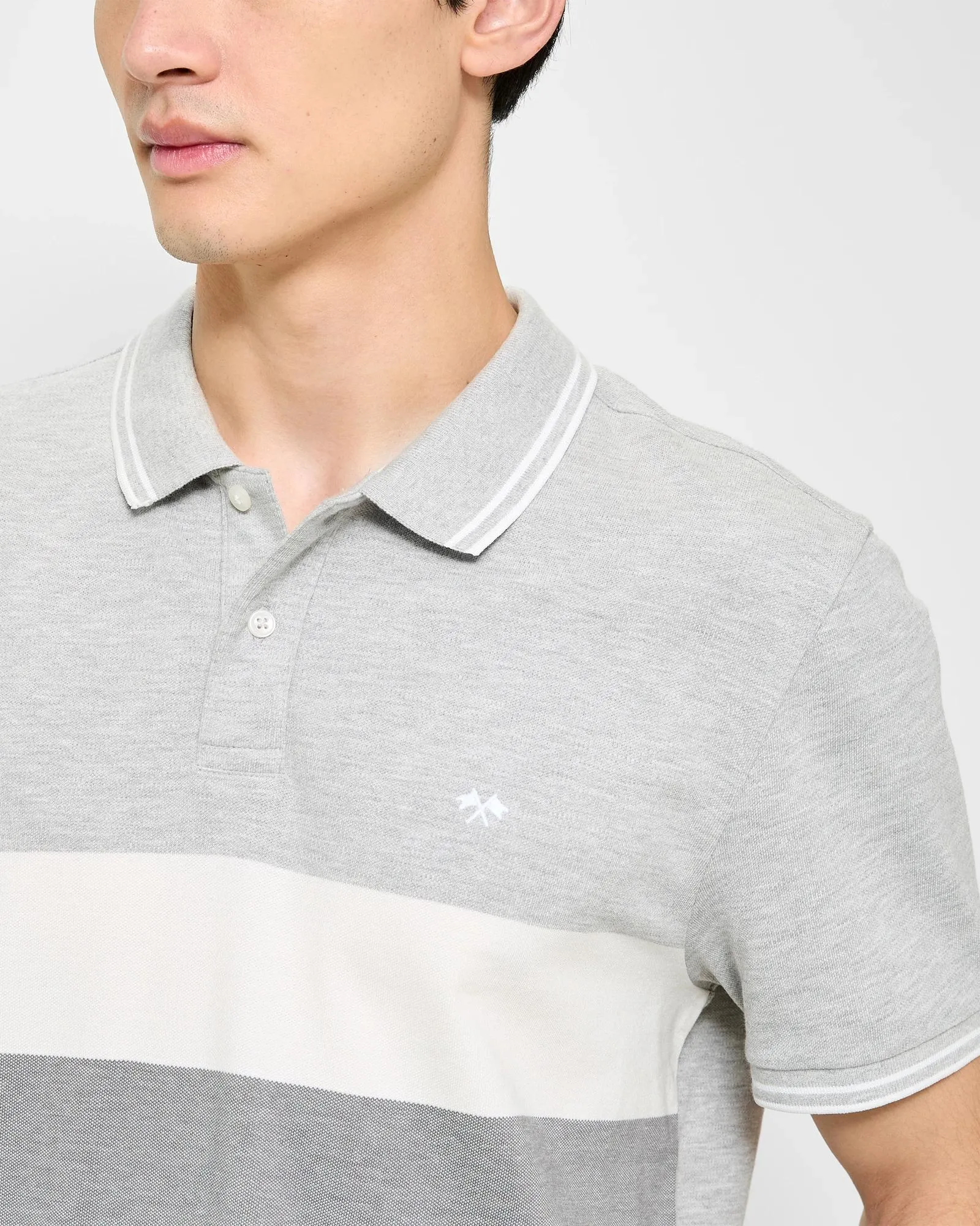 popular  Australian Cotton Blend Stripe Panel Polo Top